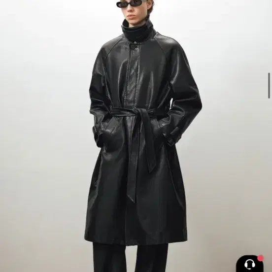 [BUNJANG] Noir Lambs Leather Vegetable Balmacaan Coat (Size 48) / 노이어 램스 레더 베지터블 발마칸 코트 48사이즈
