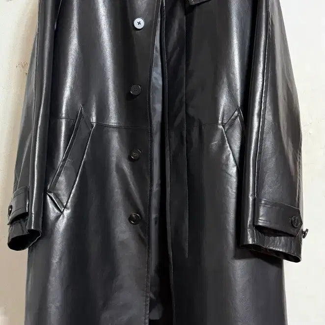 [BUNJANG] Noir Lambs Leather Vegetable Balmacaan Coat (Size 48) / 노이어 램스 레더 베지터블 발마칸 코트 48사이즈