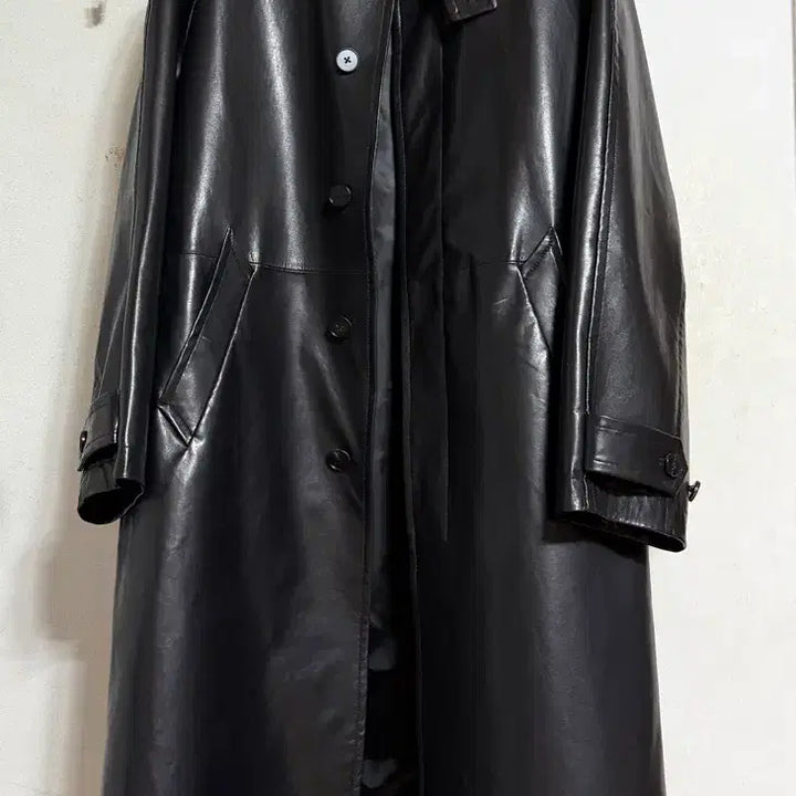 [BUNJANG] Noir Lambs Leather Vegetable Balmacaan Coat (Size 48) / 노이어 램스 레더 베지터블 발마칸 코트 48사이즈