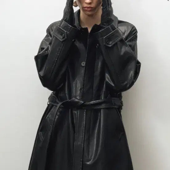 [BUNJANG] Noir Lambs Leather Vegetable Balmacaan Coat (Size 48) / 노이어 램스 레더 베지터블 발마칸 코트 48사이즈