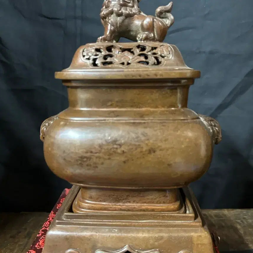 [BUNJANG] Chinese Bronze Lion Celadon Incense Burner / 중국도자기 사자 청동향로