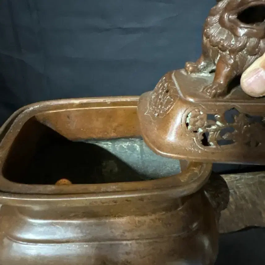 [BUNJANG] Chinese Bronze Lion Celadon Incense Burner / 중국도자기 사자 청동향로