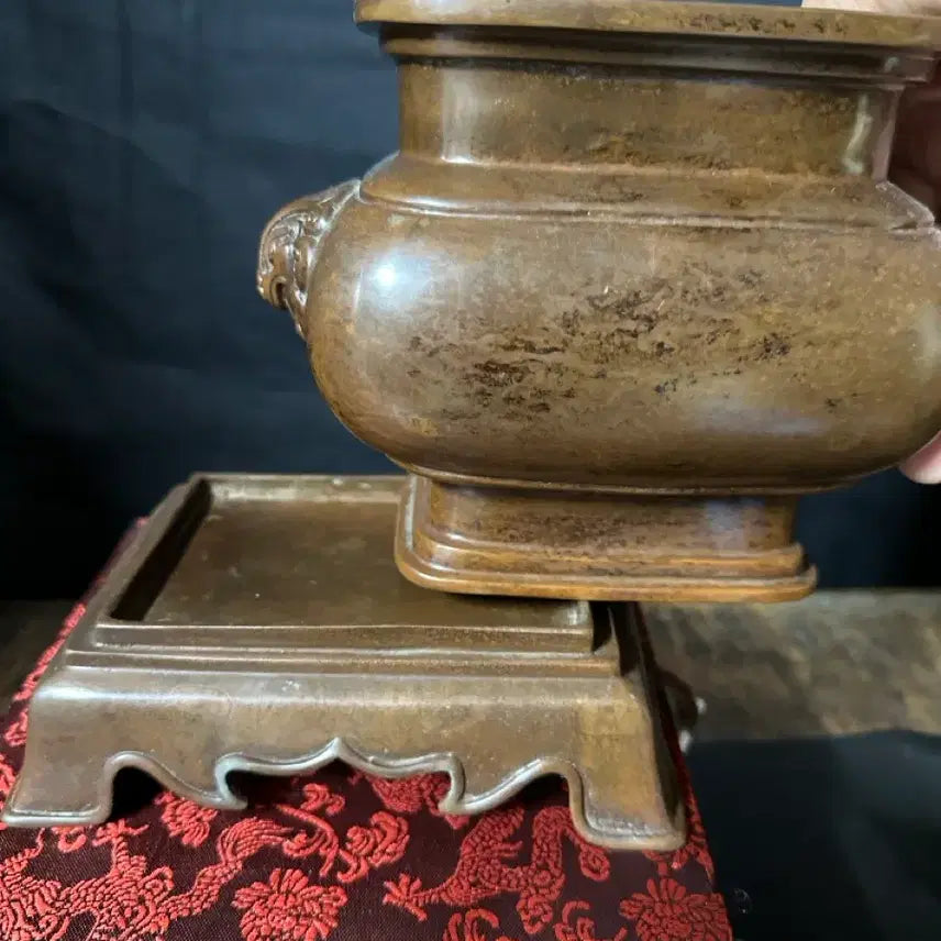 [BUNJANG] Chinese Bronze Lion Celadon Incense Burner / 중국도자기 사자 청동향로