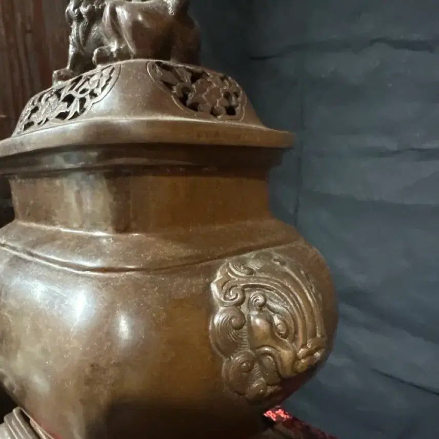 [BUNJANG] Chinese Bronze Lion Celadon Incense Burner / 중국도자기 사자 청동향로