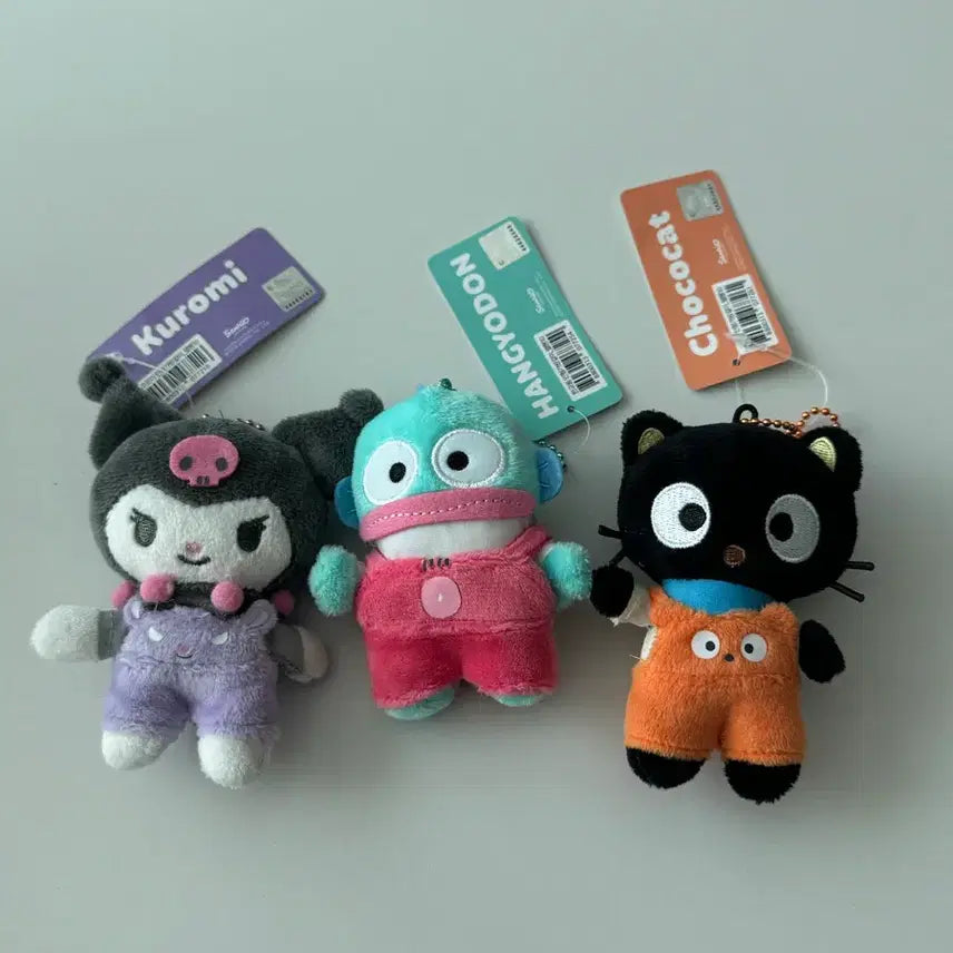 [BUNJANG] Sanrio Overalls Plush Keyring 10cm / 산리오 멜빵 인형 키링 10cm 5종 새상품 정품