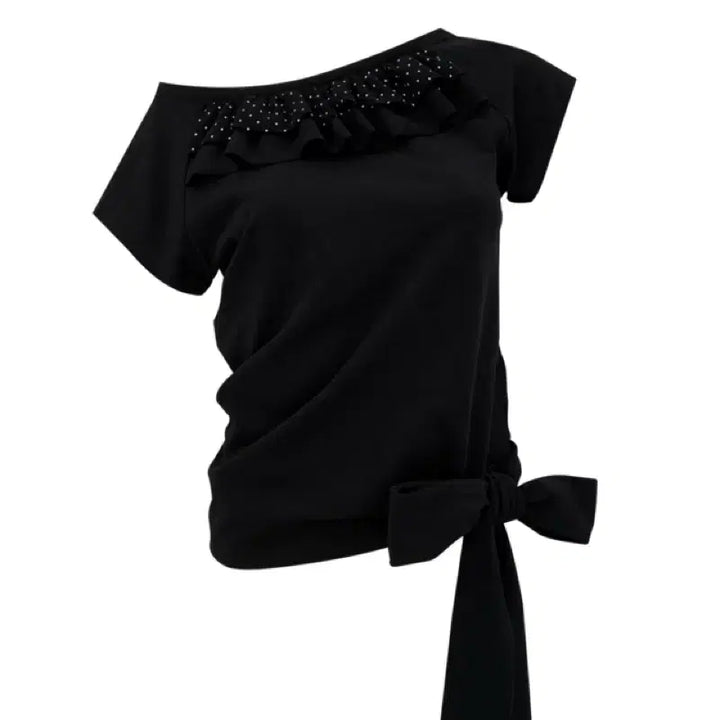 [BUNJANG] chemehc FRILL TIE TEE Dot Top / chemehc FRILL TIE TEE 체메씨 프릴 타이 티 도트