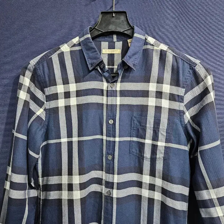[BUNJANG] Burberry Striped Check Slim Fit Long Sleeve Shirt / 버버리 스트라이프 체크 남성 슬림핏 90~95 긴팔셔츠