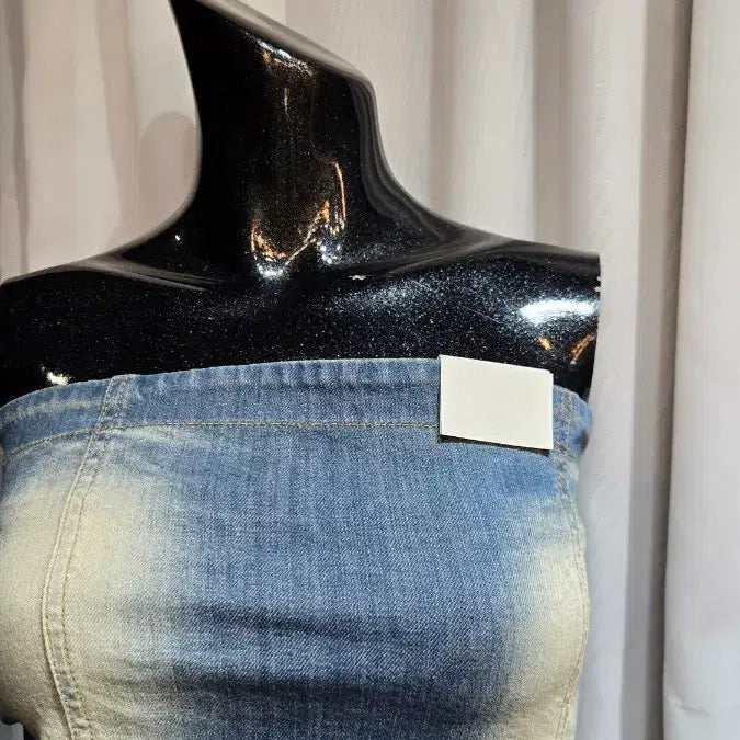 [BUNJANG] S,M Denim Washed Tube Top / S,M 데님 워싱 튜브탑