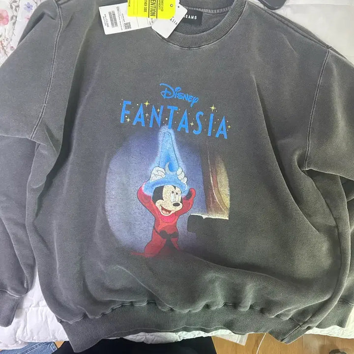 [BUNJANG] Beams Disney Fantasia Gray Sweatshirt / 빔즈 디즈니 Fantasia 맨투맨 그레이 남녀공용