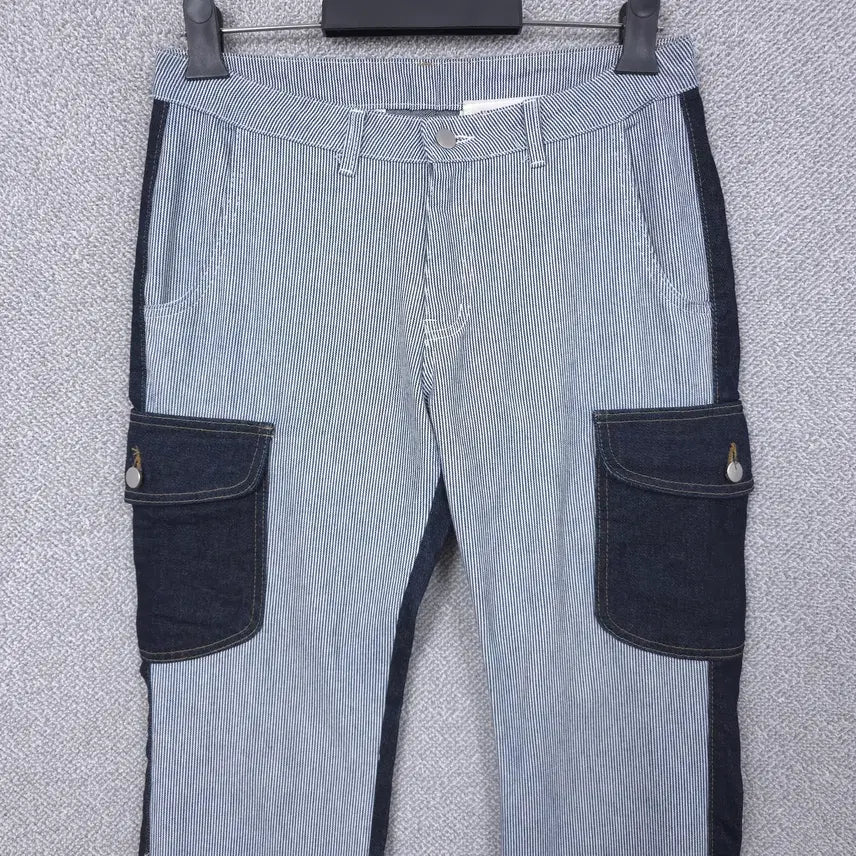 [SOLD OUT] 이노반트 남성 밑단지퍼 투톤 카고 데님 청바지 31