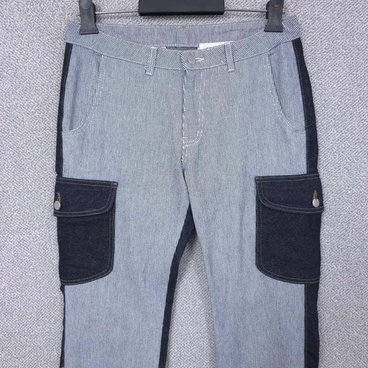 [SOLD OUT] 이노반트 남성 밑단지퍼 투톤 카고 데님 청바지 31