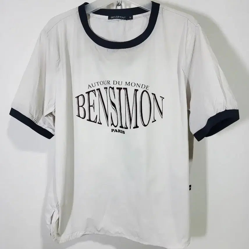 [BUNJANG] Bensimon White Navy Accent Short Sleeve T-Shirt / 벤시몽 화이트 배색 반팔 티셔츠