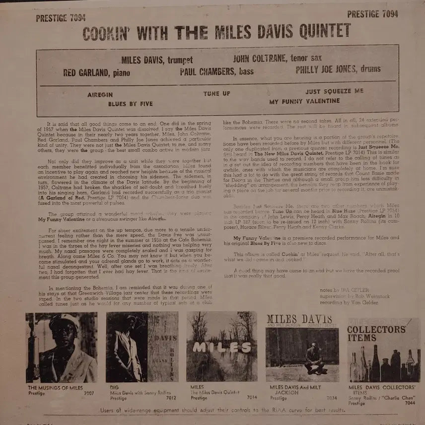 [BUNJANG] Miles Davis Cooking LP / ORIGINAL JAZZ LP - MILES DAVIS COOKING