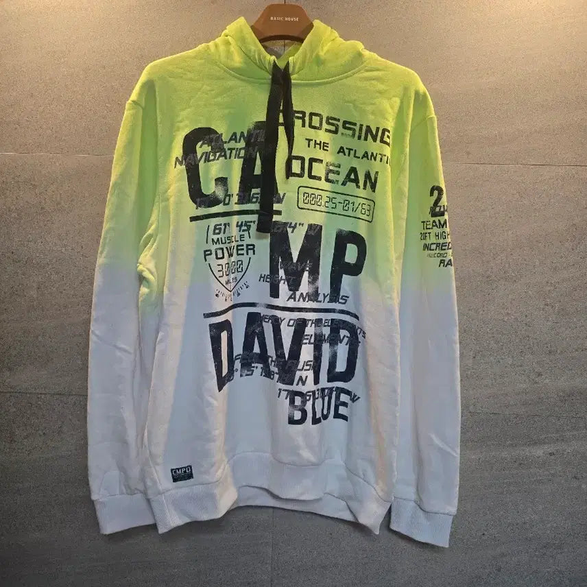 [BUNJANG] CAMP DAVID Neon Green Gradient Hoodie / CAMP SAVID. 네온 그린.후드티셔츠.