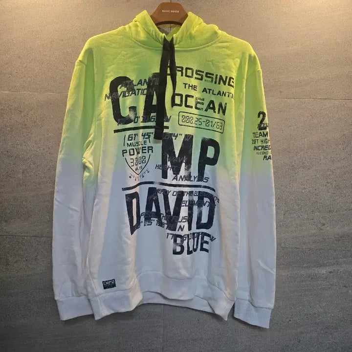 [BUNJANG] CAMP DAVID Neon Green Gradient Hoodie / CAMP SAVID. 네온 그린.후드티셔츠.