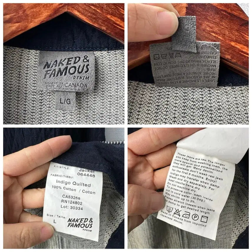[BUNJANG] Naked &amp; Famous Quilted Indigo Denim Blouson Jacket L / Naked &amp; Famous 퀼티드 인디고 데님 블루종 자켓 L