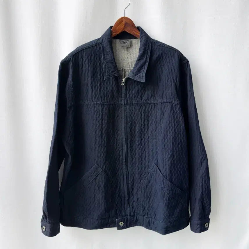 [BUNJANG] Naked &amp; Famous Quilted Indigo Denim Blouson Jacket L / Naked &amp; Famous 퀼티드 인디고 데님 블루종 자켓 L