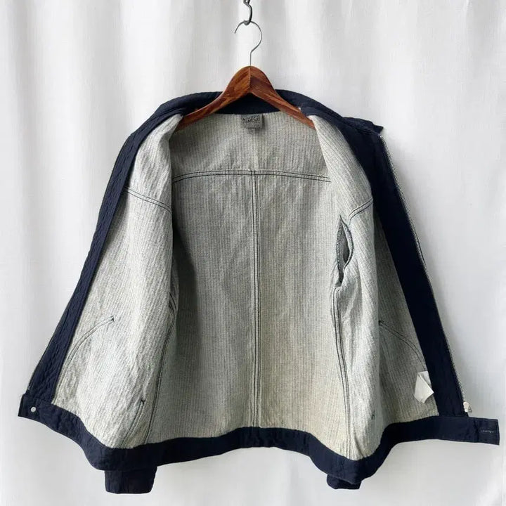 [BUNJANG] Naked &amp; Famous Quilted Indigo Denim Blouson Jacket L / Naked &amp; Famous 퀼티드 인디고 데님 블루종 자켓 L