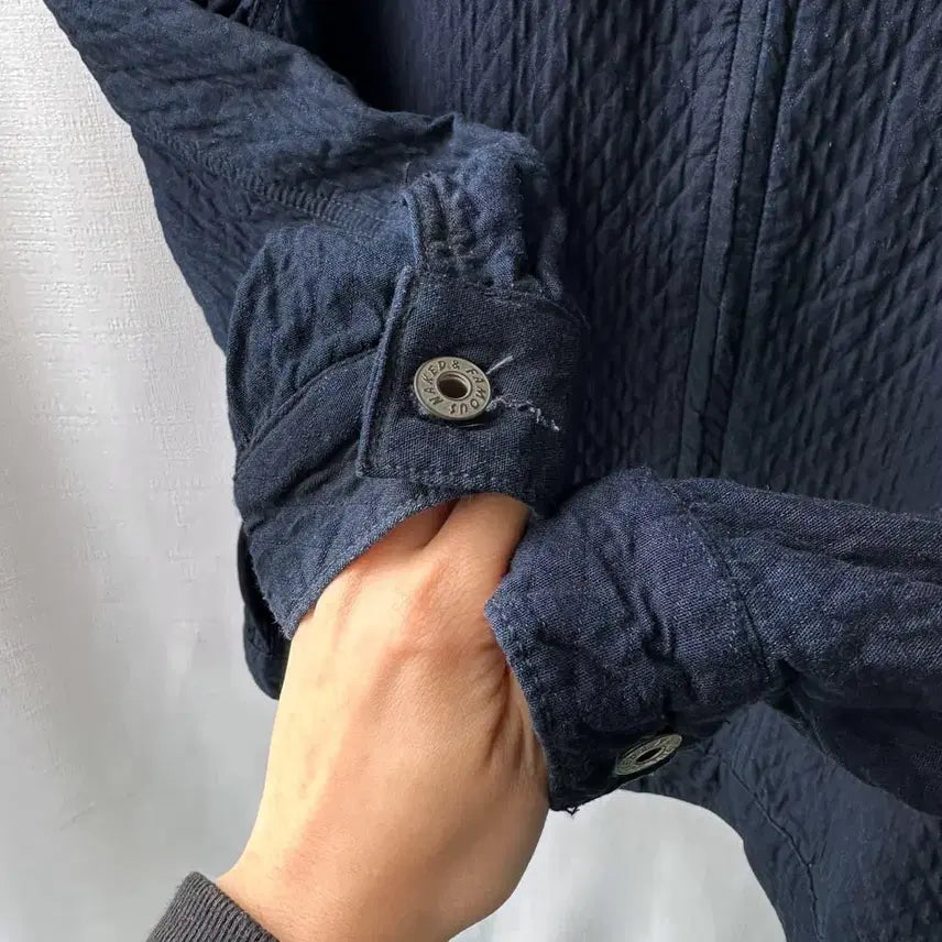 [BUNJANG] Naked &amp; Famous Quilted Indigo Denim Blouson Jacket L / Naked &amp; Famous 퀼티드 인디고 데님 블루종 자켓 L