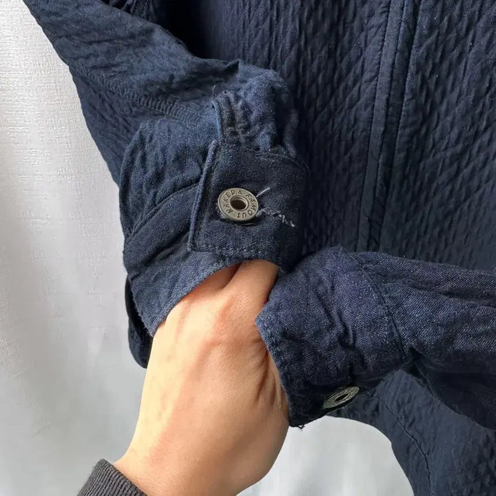 [BUNJANG] Naked &amp; Famous Quilted Indigo Denim Blouson Jacket L / Naked &amp; Famous 퀼티드 인디고 데님 블루종 자켓 L