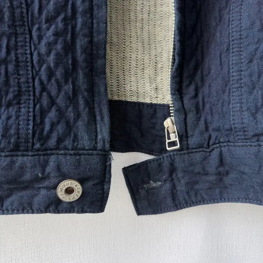 [BUNJANG] Naked &amp; Famous Quilted Indigo Denim Blouson Jacket L / Naked &amp; Famous 퀼티드 인디고 데님 블루종 자켓 L