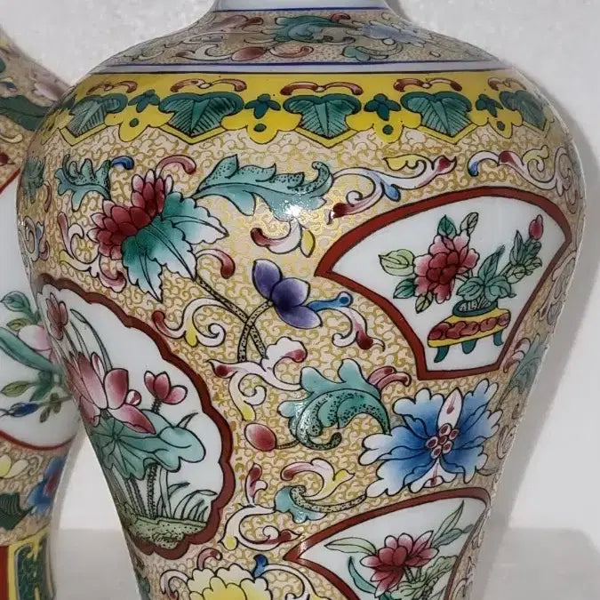 [BUNJANG] Chinese Porcelain Vase Set / 건륭년제 화조문 화병2개=1셑 높28 높20 센 중국도자기 고도자 골통품
