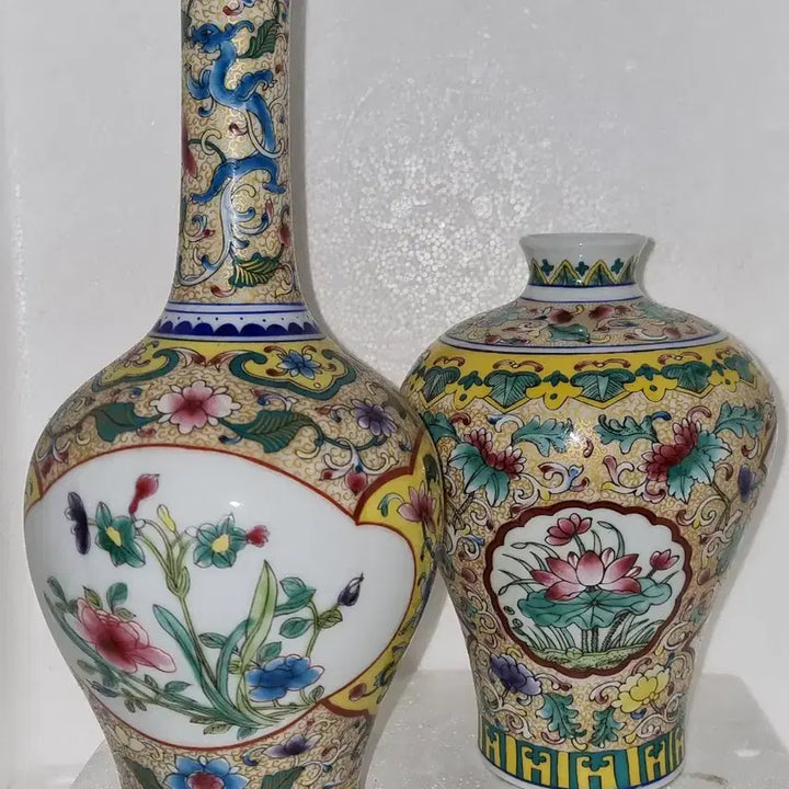[BUNJANG] Chinese Porcelain Vase Set / 건륭년제 화조문 화병2개=1셑 높28 높20 센 중국도자기 고도자 골통품