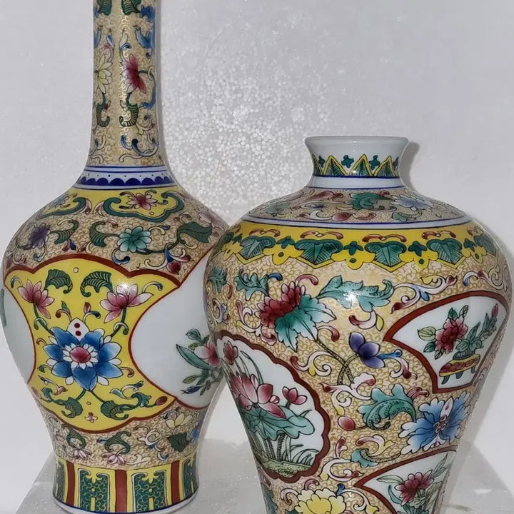 [BUNJANG] Chinese Porcelain Vase Set / 건륭년제 화조문 화병2개=1셑 높28 높20 센 중국도자기 고도자 골통품