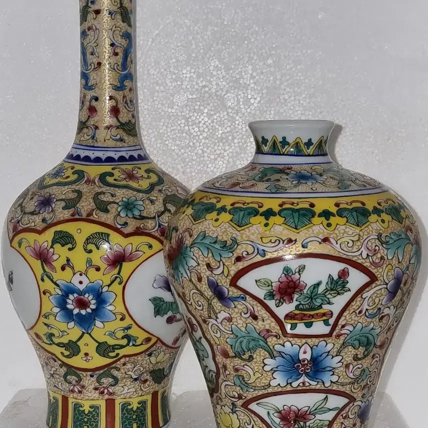 [BUNJANG] Chinese Porcelain Vase Set / 건륭년제 화조문 화병2개=1셑 높28 높20 센 중국도자기 고도자 골통품