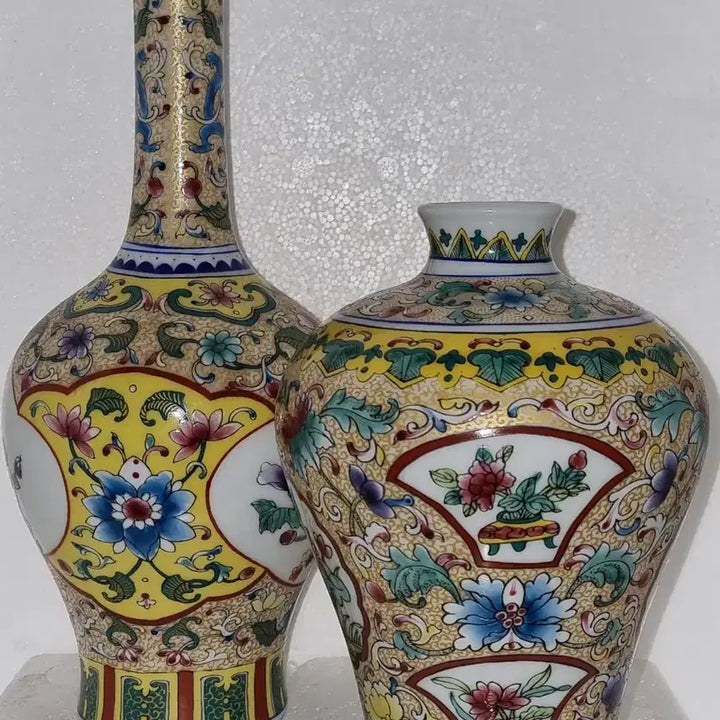[BUNJANG] Chinese Porcelain Vase Set / 건륭년제 화조문 화병2개=1셑 높28 높20 센 중국도자기 고도자 골통품