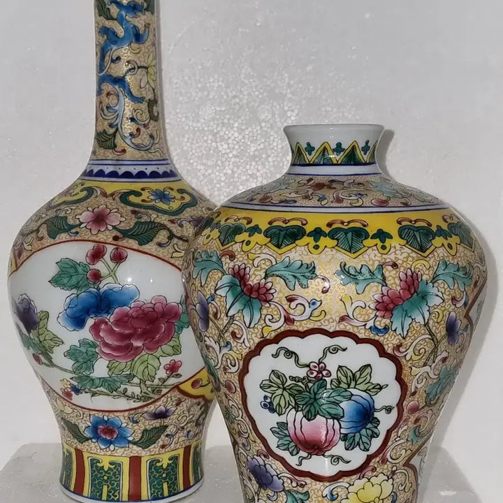 [BUNJANG] Chinese Porcelain Vase Set / 건륭년제 화조문 화병2개=1셑 높28 높20 센 중국도자기 고도자 골통품