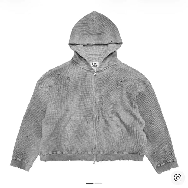 [BUNJANG] Homeless Disc Vintage Waffle Hoodie Zip-up / 홈리스 디스 빈티지 와플 후드 집업 구매합니다!