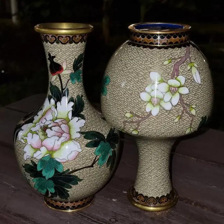 [BUNJANG] Chinese Enamel Porcelain Vase Set / 동태 법랑 소병 (일대2개=세트)명품 높23 지13센치 중국도자기 골통품