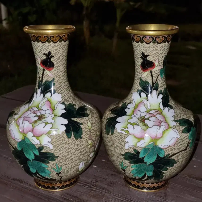 [BUNJANG] Chinese Enamel Porcelain Vase Set / 동태 법랑 소병 (일대2개=세트)명품 높23 지13센치 중국도자기 골통품