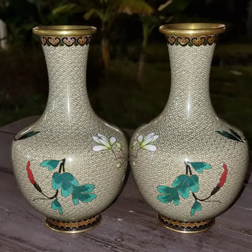 [BUNJANG] Chinese Enamel Porcelain Vase Set / 동태 법랑 소병 (일대2개=세트)명품 높23 지13센치 중국도자기 골통품