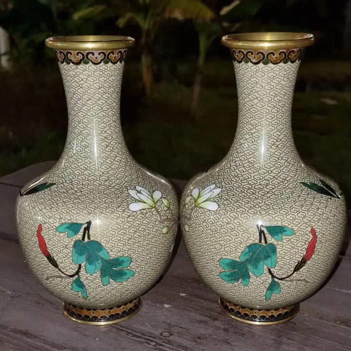[BUNJANG] Chinese Enamel Porcelain Vase Set / 동태 법랑 소병 (일대2개=세트)명품 높23 지13센치 중국도자기 골통품