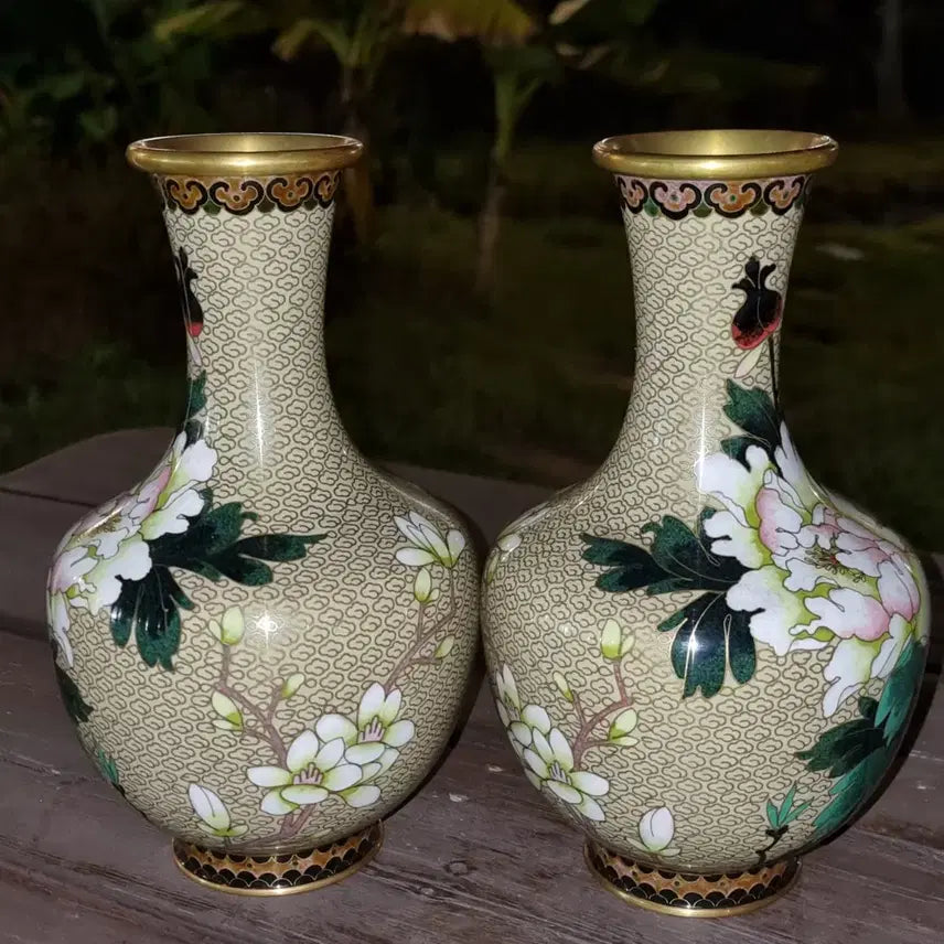 [BUNJANG] Chinese Enamel Porcelain Vase Set / 동태 법랑 소병 (일대2개=세트)명품 높23 지13센치 중국도자기 골통품