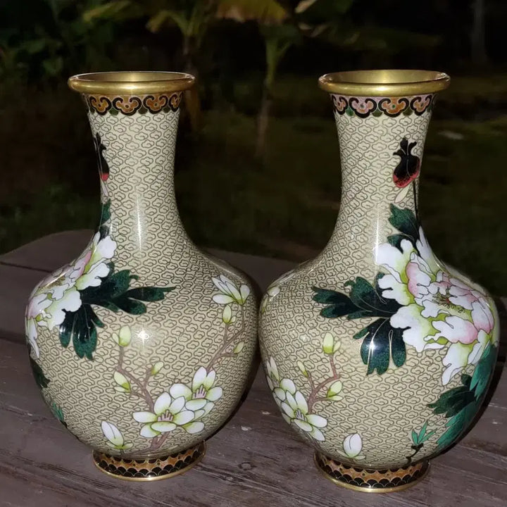 [BUNJANG] Chinese Enamel Porcelain Vase Set / 동태 법랑 소병 (일대2개=세트)명품 높23 지13센치 중국도자기 골통품
