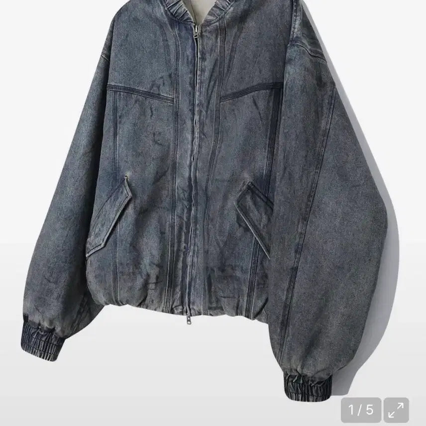 [BUNJANG] Il Corso Dirty Washing Denim MA-1 Dark Blue Jacket / 일꼬르소 더티워싱 데님 MA-1 다크블루