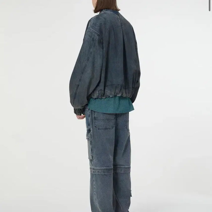 [BUNJANG] Il Corso Dirty Washing Denim MA-1 Dark Blue Jacket / 일꼬르소 더티워싱 데님 MA-1 다크블루