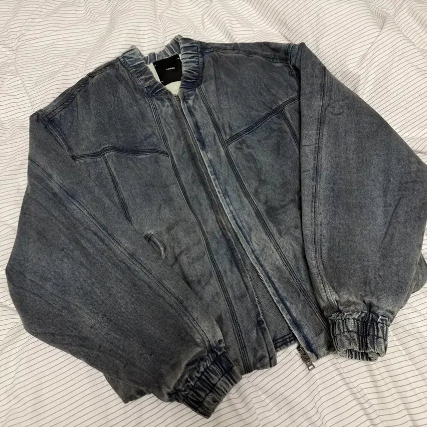 [BUNJANG] Il Corso Dirty Washing Denim MA-1 Dark Blue Jacket / 일꼬르소 더티워싱 데님 MA-1 다크블루