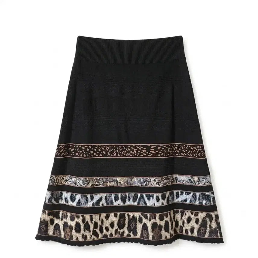 [BUNJANG] Marc Cain Leopard Print Knit Skirt / 마크케인 레오파드 니트 미디 스커트 55 | 슬림핏 밴딩