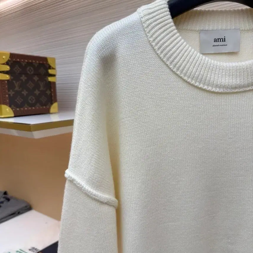 [BUNJANG] AMI Heart Logo Knit Ivory / 아미 AMI 하트 로고 니트 아이보리