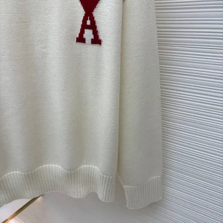 [BUNJANG] AMI Heart Logo Knit Ivory / 아미 AMI 하트 로고 니트 아이보리