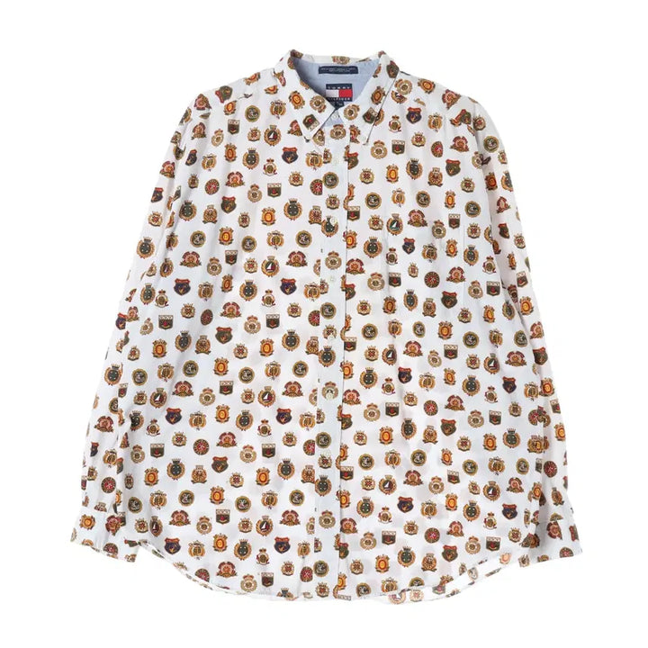 [BUNJANG] Tommy Hilfiger Printed Shirt White XL / 타미힐피거 프린팅 셔츠 화이트 XL