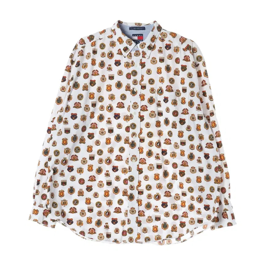 [BUNJANG] Tommy Hilfiger Printed Shirt White XL / 타미힐피거 프린팅 셔츠 화이트 XL