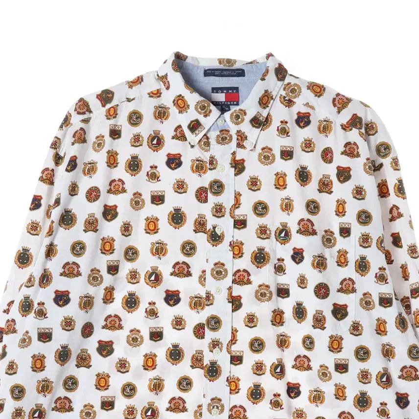 [BUNJANG] Tommy Hilfiger Printed Shirt White XL / 타미힐피거 프린팅 셔츠 화이트 XL