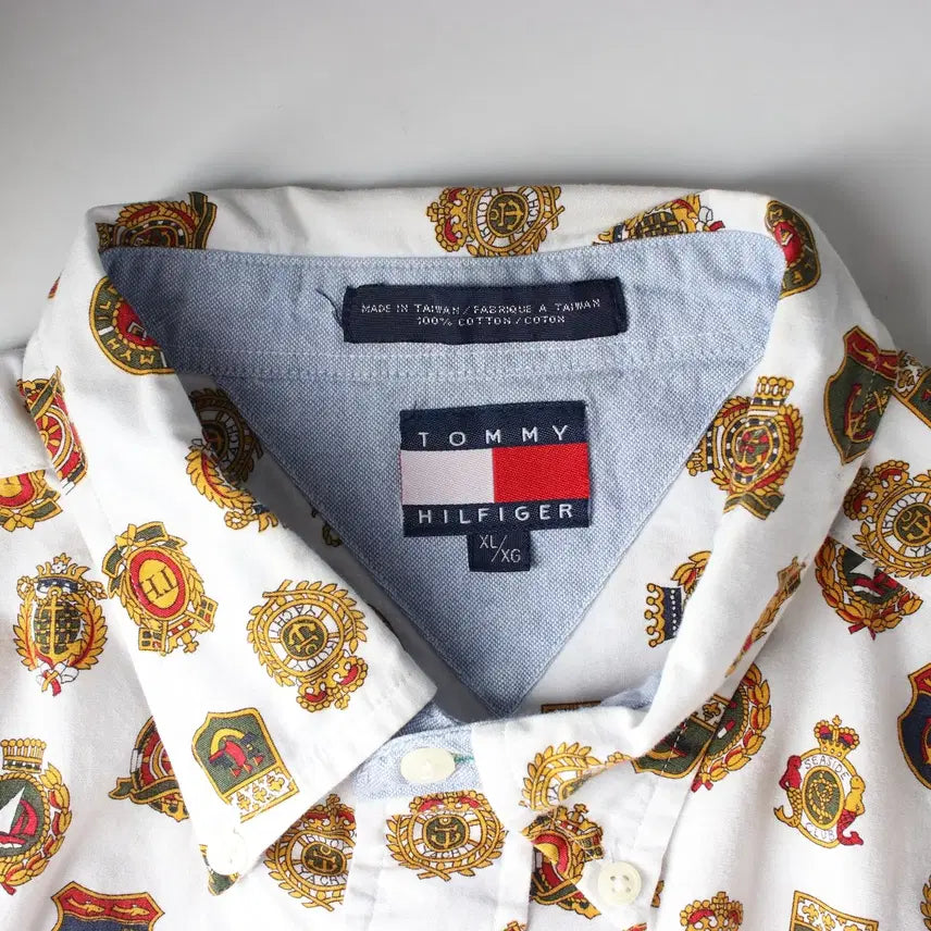 [BUNJANG] Tommy Hilfiger Printed Shirt White XL / 타미힐피거 프린팅 셔츠 화이트 XL