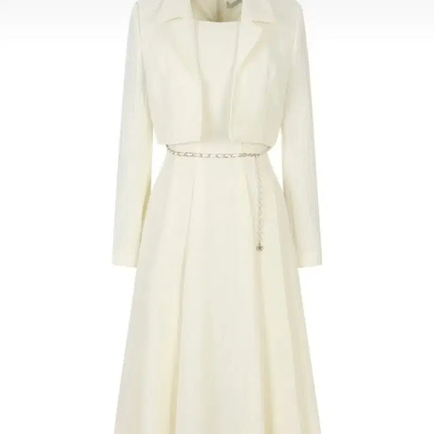 [BUNJANG] JJ JIGOTT Pearl Button Tweed Jacket &amp; Flare Dress Set / JJ지고트 펄버튼재킷플레어원피스