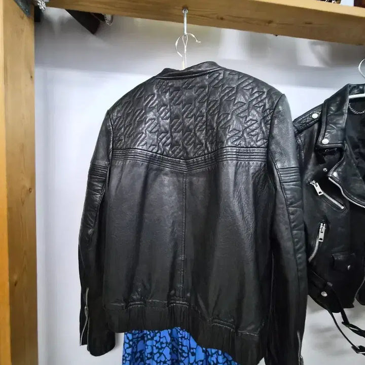 [BUNJANG] Maje Chevron Quilted Lambskin Leather Jacket / 마쥬 쉐브론 퀼팅 램스킨 블루종 레더 재킷 100% 양가죽